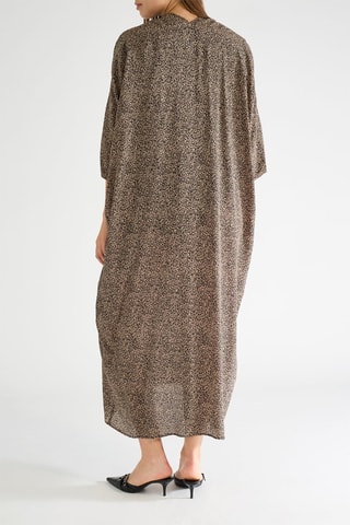 Vestido oversize de seda - Azul marino y marrón claro