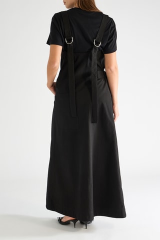 Vestido cruzado de lino - Negro