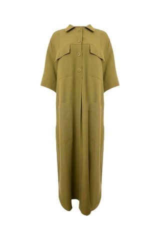 Vestido largo de lino - Caqui