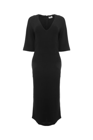 Vestido largo de lana orgánica - Negro