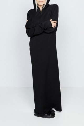 Vestido largo con capucha - Negro