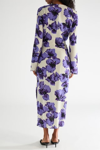 Vestido largo de seda - Blanco y violeta