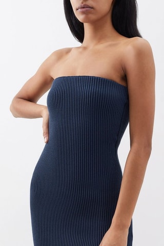 Vestido bustier - Azul petróleo