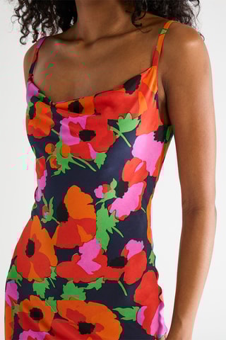 Vestido midi de seda - Rojo