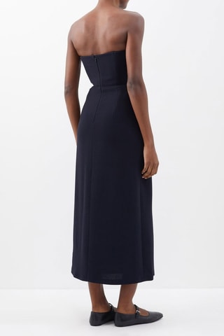 Vestido bustier de lana - Azul marino