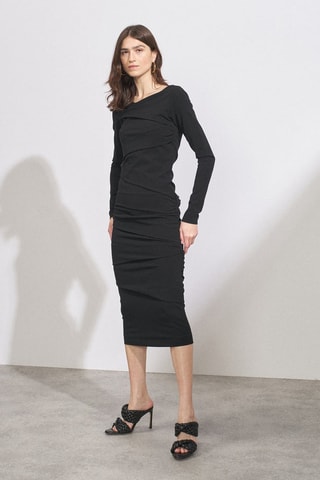 Vestido drapeado - Negro