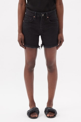 Short vaquero de algodón orgánico de tiro alto - Negro