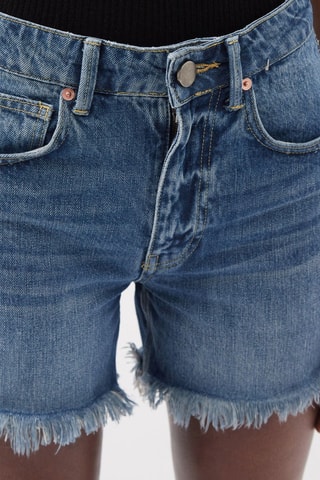 Short vaquero de algodón orgánico de tiro alto - Azul cobalto