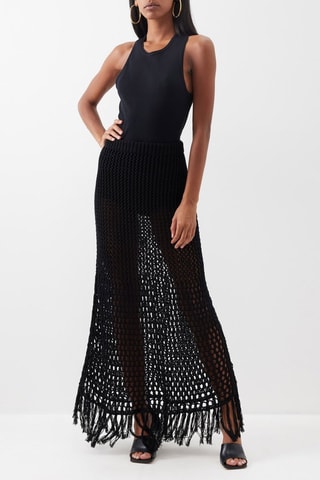 Falda larga de algodón orgánico de talle alto - Negro