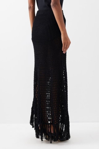 Falda larga de algodón orgánico de talle alto - Negro