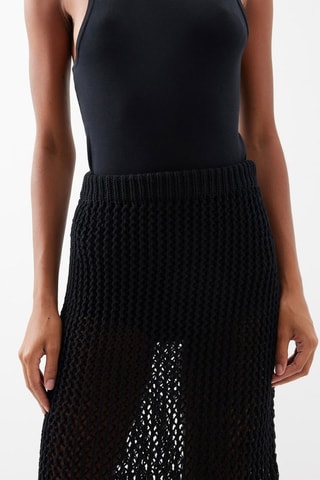 Falda larga de algodón orgánico de talle alto - Negro