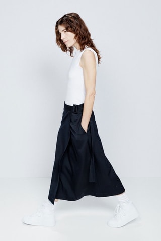 Falda cruzada de lana - Azul marino