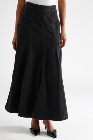 Falda trapecio vaquera de algodón orgánico - Negro