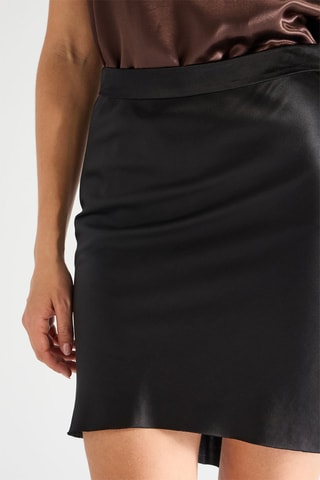 Falda asimétrica de seda de talle alto - Negro