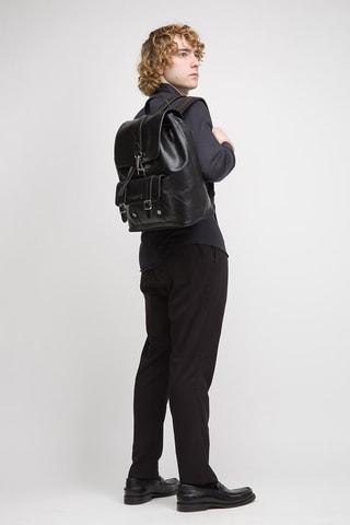 Mochila de piel Cesare - Negro 