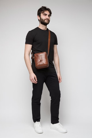 Bandolera de piel Cesare - Marrón 