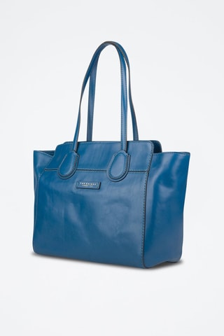 Bolso shopper de piel Elettra - Azul oscuro 