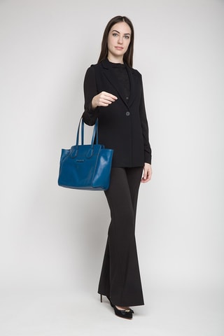 Bolso shopper de piel Elettra - Azul oscuro 