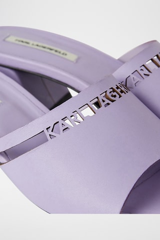 Mules à talons en cuir - Mauve