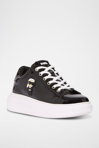 Baskets plateformes en cuir verni - Noir