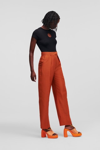 Pantalon taille haute - Rouge brique