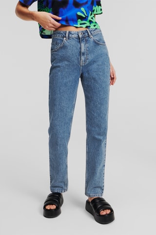 Jean en coton biologique taille haute - Bleu