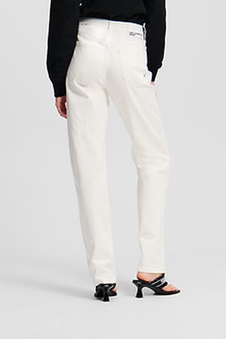 Jean straight en coton biologique taille haute - Blanc