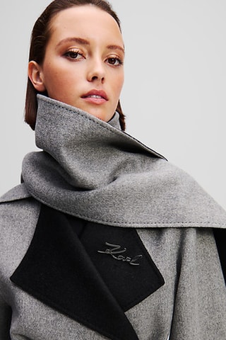 Manteau réversible en laine - Gris clair et noir