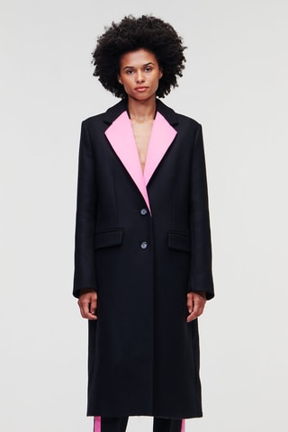 Manteau en laine - Noir et rose