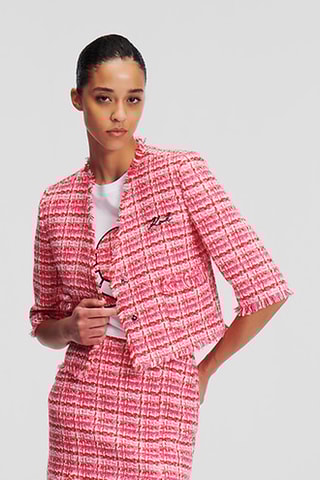 Veste en tweed - Rose et rouge