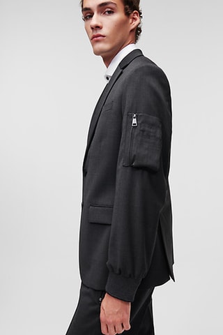 Veste en laine vierge - Gris foncé