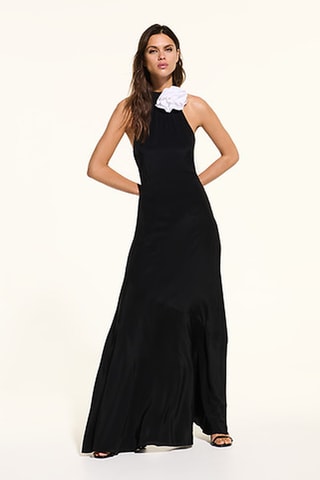 Robe longue en soie - Noir