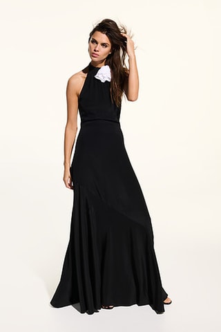 Robe longue en soie - Noir