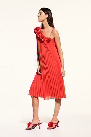 Robe plissée - Corail