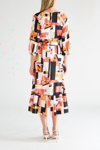 Robe midi - Orange et noir