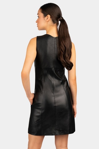 Robe chemise en cuir d’agneau - Noir