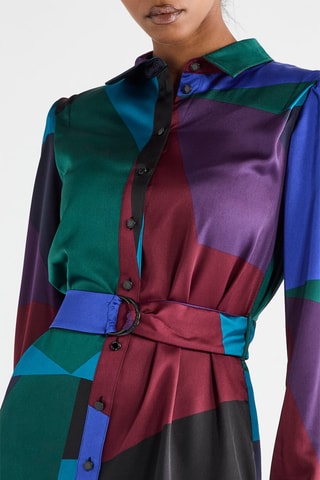 Robe chemise - Vert foncé et ciel