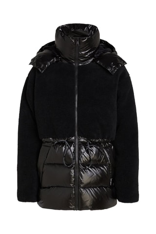 Doudoune bi-matière à capuche - Noir