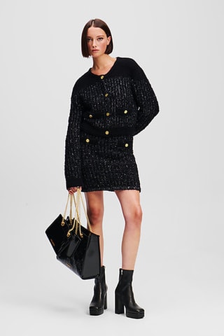 Jupe droite en tweed - Noir