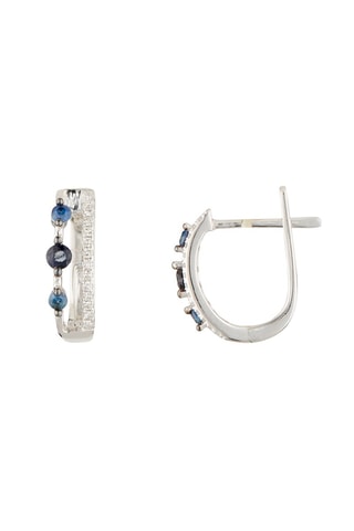 Boucles d'oreilles Neptune - Or blanc, diamants et saphirs