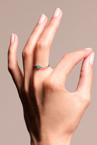 Bague Drymo - Or blanc, diamants et turquoise