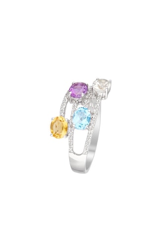 Bague My Beautyful Gems - Or blanc et pierres précieuses