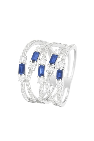 Bague Doux Entrelacs  - Or blanc, diamants et saphirs