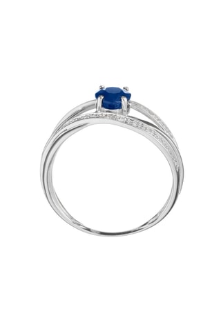 Bague Entrelacs  - Or blanc, diamants et saphir