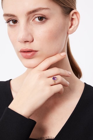 Bague Améthyste ensorcelée - Or jaune, diamants et améthyste