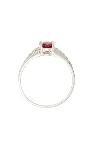 Bague Solitaire Tria  -  Or blanc, diamants et rubis