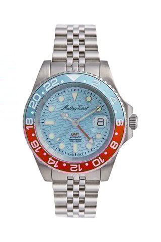 Montre automatique en acier GMT Automatic - Argenté et bleu clair