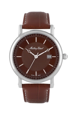 Montre à quartz en cuir City Marron et argenté