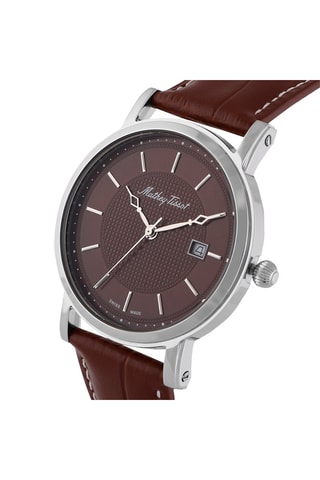 Montre à quartz en cuir City Marron et argenté