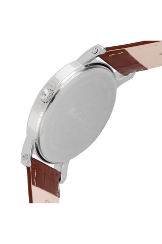 Montre à quartz en cuir City Marron et argenté